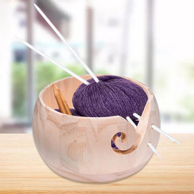 Natural Wooden Yarn Storage Bowl Organizer Knitted  Wooden Yarn Bowl  Knitting - Diy Apparel & Needlework Storage - Aliexpress